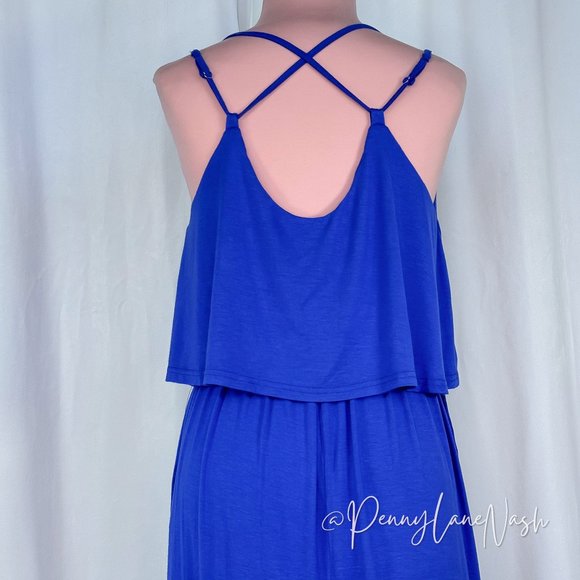NWT Blu Ivy Kelly Strappy Back Jersey Maxi Dress Blue - Picture 13 of 14